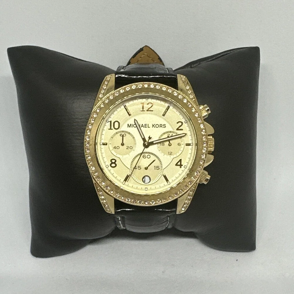 Michael Kors Blair MK5166 Women's Black Leather Analog Dial Quartz Watch HME655
